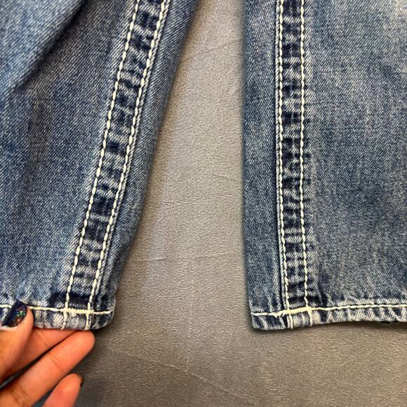 True Religion 2T Jeans Adjustable Waist Streetwear Thick Stitch Hip Hop Straight - Picture 5 of 16